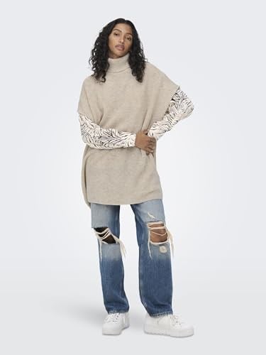ONLY Onlparis Life Loose Highn Wool Yelek Düğmesi Süveter Yelek Kadın