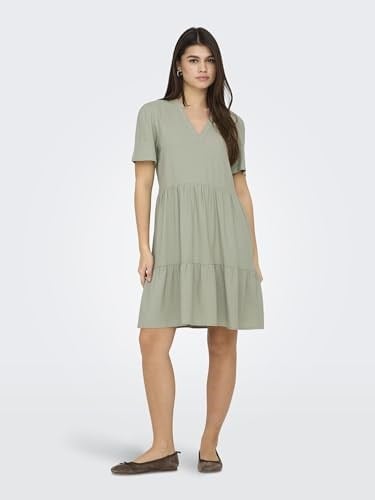 ONLY Onltiri-caro S/S V yaka Lin Dress Cc PntElbiseKadın