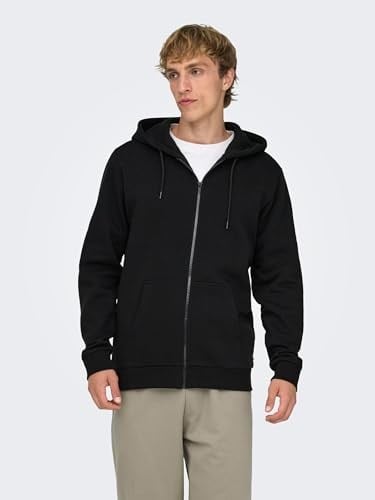 Only & Sons Kapüşon Yaka Siyah Sweatshırt ONSCERES ZIP THR. HOODIE SWEAT NOOS, 165-22018684