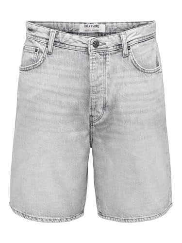 Only & Sons Onsfade Rahat Kalıp Jean Şort, XL, 22033157, Gri, Erkek
