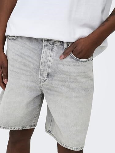 Only & Sons Onsfade Rahat Kalıp Jean Şort, XL, 22033157, Gri, Erkek