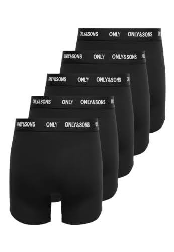 Only & Sons ONSFITZ SOLID BLACK BOXER 5-PACK Boxer Külot Erkek
