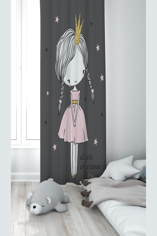 ontheclouds Gri Prenses Desenli Dijital Baskı Fon Perdesi, 70 x 270, TYC00484855248, gri-pembe - Seçenekler: 70 x 200, 70 x 240, 70 x 270