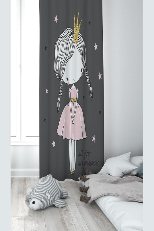 ontheclouds Gri Prenses Desenli Dijital Baskı Fon Perdesi, 70 x 270, TYC00484855248, gri-pembe - Seçenekler: 70 x 200, 70 x 240, 70 x 270