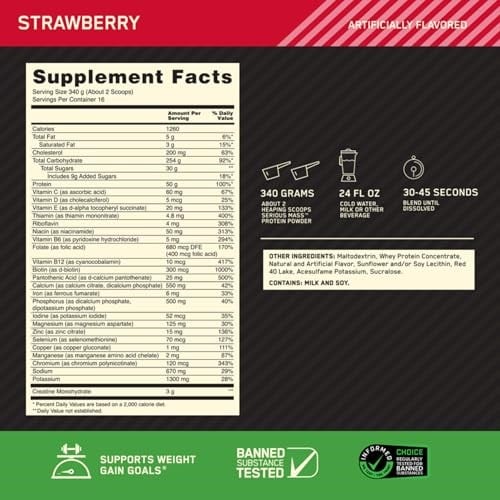 Optimum Nutrition Serious Mass Karbonhidrat 5450 gr