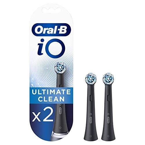 Oral-B iO Ultimate Clean Elektrikli Diş Fırçası Başlığı, Daha Derin Plak Çıkarma için Bükülmüş ve Açılı Kıllar, 2li Diş Fırçası Başlığı, Siyah