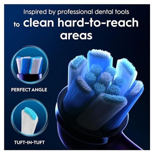 Oral-B iO Ultimate Clean Elektrikli Diş Fırçası Başlığı, Daha Derin Plak Çıkarma için Bükülmüş ve Açılı Kıllar, 2li Diş Fırçası Başlığı, Siyah