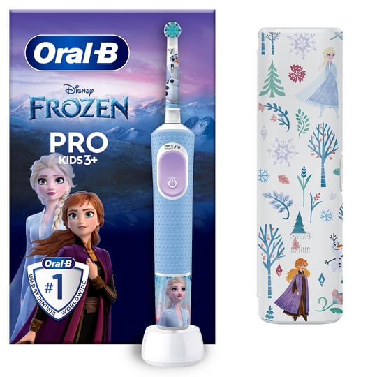 Oral-B Pro Kids Elektrikli Diş Fırçası Çocuk, Disney Frozen 1 Yumuşak Fırça, 1 Seyahat Çantası, Zamanlayıcı ve Titreşim, Şarj Edilebilir Pil, 4 Çıkartma, 3 Yaş ve Üstü