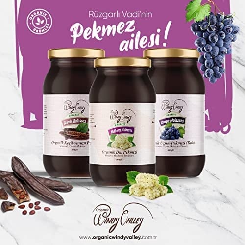 Organic Windy Valley Pekmez Seti (3 Parça) / ECOCERT Sertifikalı (460gr x 2 Adet)+(380gr x 1 Adet)