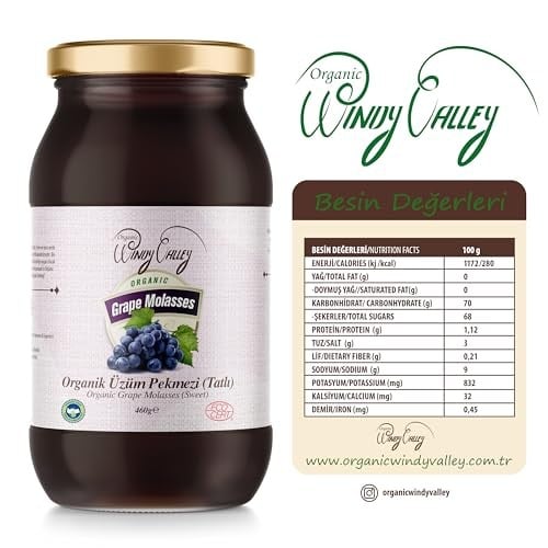 Organic Windy Valley Üzüm Pekmezi / ECOCERT Sertifikalı (460 gr)