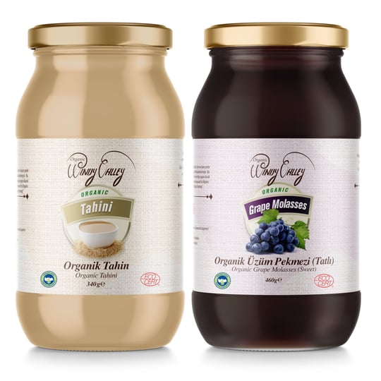 Organic Windy Valley Üzüm Pekmezi & Tahin/ECOCERT Sertifikalı (460gr + 300gr)