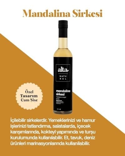 Organik Fermente Mandalina Sirkesi Katkısız Cam Şişe – 500 ml