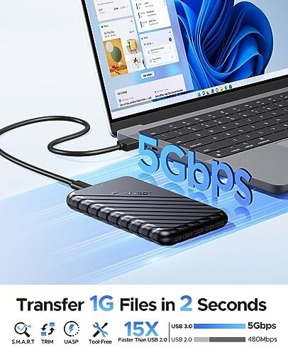 ORICO USB3.0 2.5 inç Hdd 6TB Ssd Harici Slim Harddisk Kutusu, , Siyah