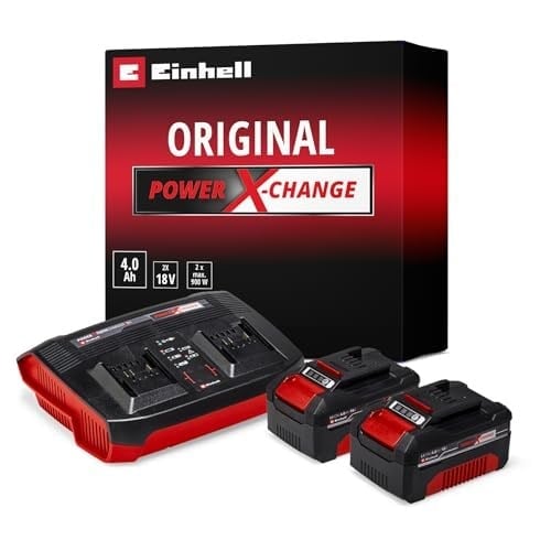 Orijinal Einhell Power X-Change Başlangıç Kiti Akü ve Şarj Cihazı (Li-Ion, 18 V, 2 x 4.0 Ah akü ve Twincharger şarj cihazı, tüm Power X-Change cihazları ile uyumlu) - 4512112