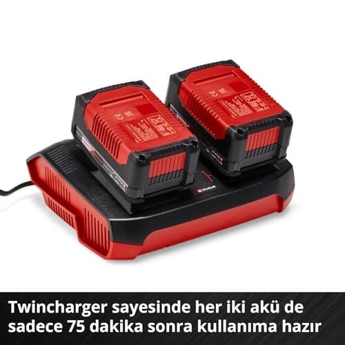 Orijinal Einhell Power X-Change Başlangıç Kiti Akü ve Şarj Cihazı (Li-Ion, 18 V, 2 x 4.0 Ah akü ve Twincharger şarj cihazı, tüm Power X-Change cihazları ile uyumlu) - 4512112
