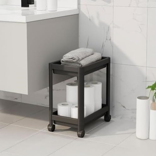 Orret Home 2 Katlı Tekerlekli Tezgah Altı Raf Organizer Düzenleyici Raf Ünitesi, Evye Altı Dolap İçi Düzenleyici, Mutfak Banyo Deterjanlık Şampuanlık Sebzelik,Taşınabilir Saklama Rafı (Siyah)