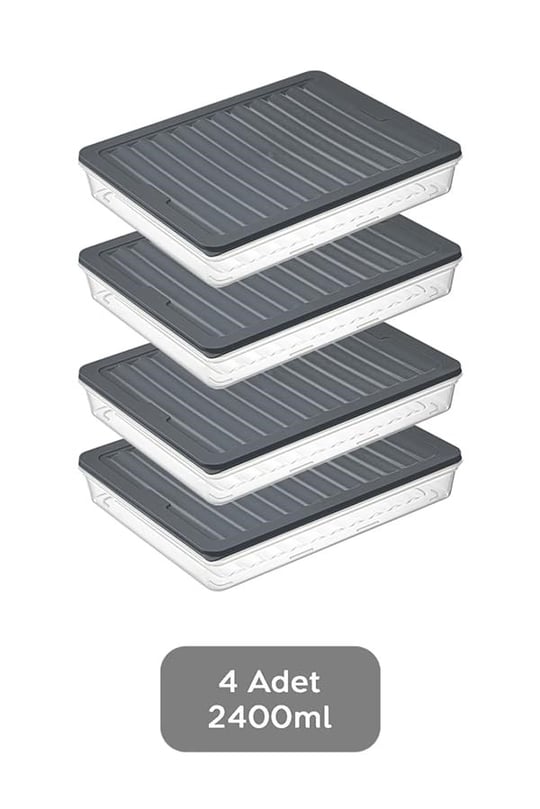 Orret Home 4 Adet Buzdolabı Organizeri, Buzdolabı İçin Çok Amaçlı Saklama Kabı, Fresh Box, Şeffaf ve Ayarlanabilir, Gıdaları Taze Tutma Özelliği, Mutfak