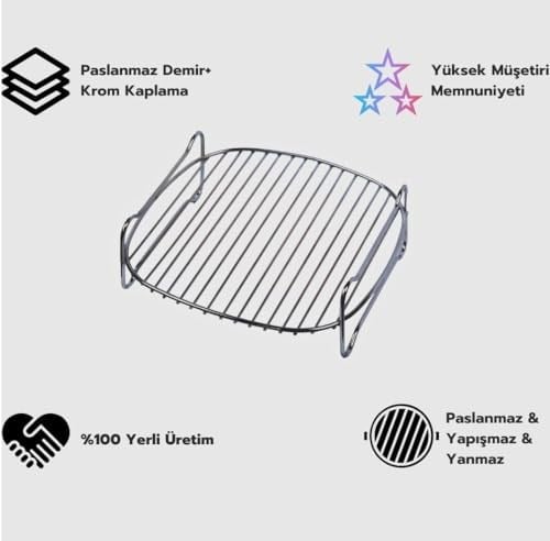 Orret Home Airfryer Izgara Aparatı, Fritöz Aksesuarı, Airfryer Izgara Teli XXL Model Uyumlu