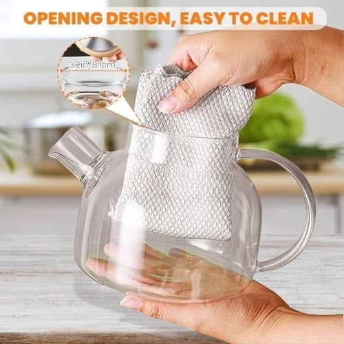 Orret Home Bambu Kapaklı Kendinden Süzgeçli Borosilikat Cam Demlik – 1000 ml Isıya Dayanıklı Termisil Cam Çay, Kahve ve Bitki Çayı Demliği, Cam Çaydanlık