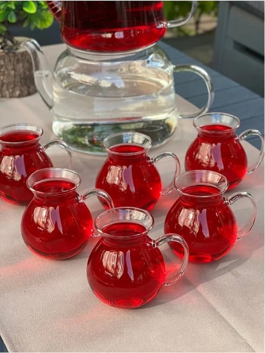 Orret Home Keyfi Ala 6lı Borosilikat Cam Çay Bardağı Seti, 200ml Termisil Kupa, Şık ve Dayanıklı, Çay Vakti için İdeal (6 Adet)