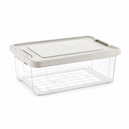 Orret Home Kilitli Saklama Kabı Şeffaf Organizer PP Plastik Gıda Saklama Kabı Kapaklı Buzdolabı Düzenleyici İstiflenebilir Çok Amaçlı Saklama Kutusu (12 Litre)