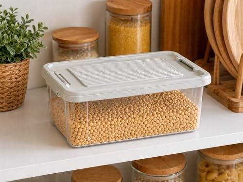 Orret Home Kilitli Saklama Kabı Şeffaf Organizer PP Plastik Gıda Saklama Kabı Kapaklı Buzdolabı Düzenleyici İstiflenebilir Çok Amaçlı Saklama Kutusu (12 Litre)