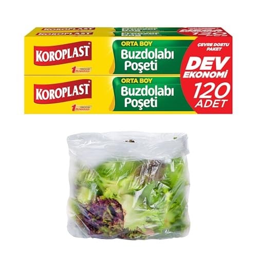 Orta Boy Buzdolabı Poşeti Dev Ekonomi 120’li, Yeni Ekonomik Buzdolabı Poşeti Orta Boy 24x35 cm, BPA İçermez, Sızdırmaz Saklama Torbası, Meyve, Sebze, Yemek, Et, Tavuk, Gıda Saklama Torbası