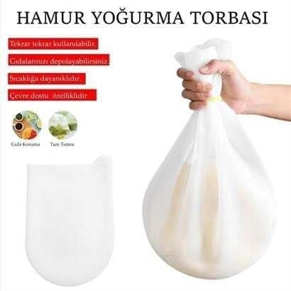 Orta Hamur Torbası Silikon Şeffaf Hamur Yoğurma Torbası Ekmek Makarna Mantı Hamuru Kolay Yo