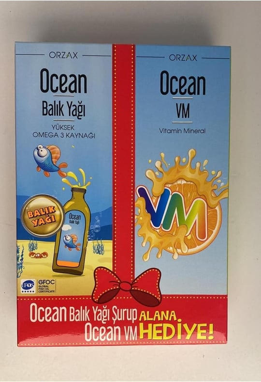 Orzax Ocean Balık Yağı Şurup Portakal Aromalı 150 Ml+ Ocean Vm Şurup 150 ml