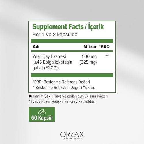 Orzax Ocean Green Tea 500 Mg 60 Kapsül