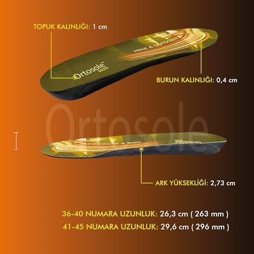 OS202 | Ark Ve Jel Destekli, Zorlu Arazi Ve Tırmanışlar Için Topuk Destekli Ortopedik Iç Tabanlık (36-40)