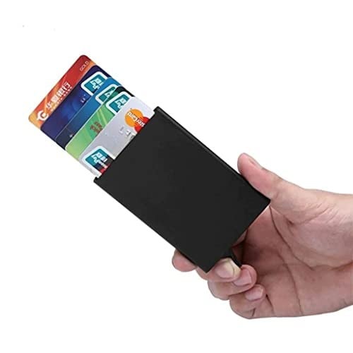 Otomatik Mekanizmalı Alüminyum Kredi Kartlık RFID Koruma Siyah