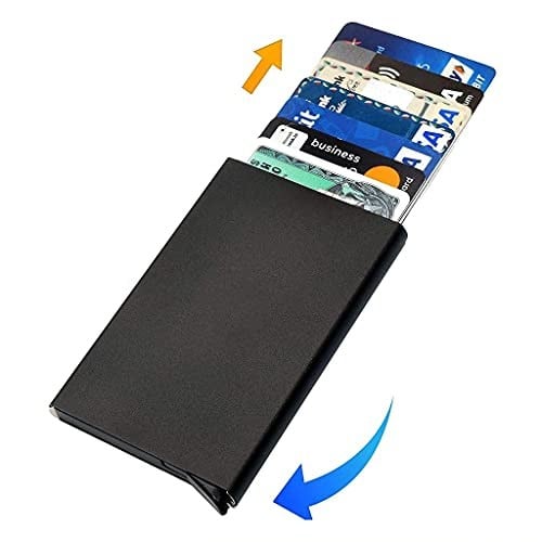 Otomatik Mekanizmalı Alüminyum Kredi Kartlık RFID Koruma Siyah