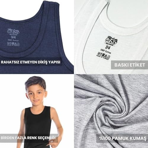 ÖTS Premium 5’li Erkek Çocuk Atlet - Hediye Kutulu, %100 Pamuk, Ultra Yumuşak Kumaş, Rahat Kalıp,Etiketsiz ve Kaliteli Çocuk İç Giyim