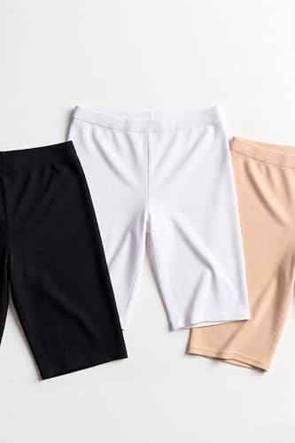 Öts Premium Kadın Kısa Tayt -%96 Pamuk,%4 Elastan, İnce Bel Lastikli, Nefes Alabilen, Diz Üstü Şık ve Rahat Tayt, Günlük ve Spor İçin Uygun - Siyah/Beyaz/Ten Rengi