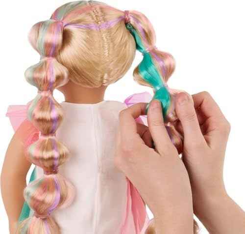 Our Generation - Tessie - from Hair to There - 46 cm Hair Grow Doll - Gerçekçi fındık gözleri ve ultra uzun gökkuşağı saçı - Uzatılabilir örgü ve şekillendirme aksesuarı - 3 yaşından büyük çocuklar