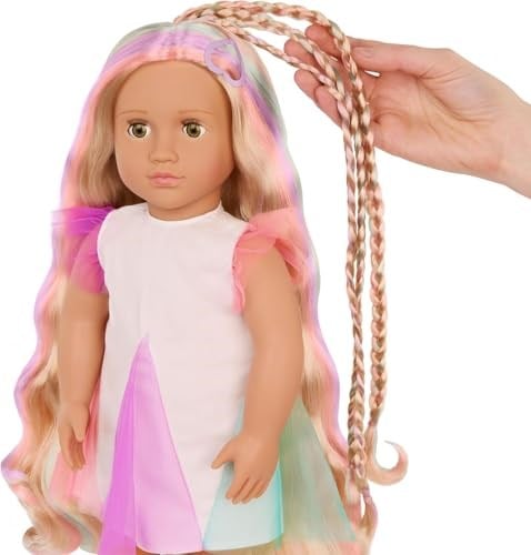 Our Generation - Tessie - from Hair to There - 46 cm Hair Grow Doll - Gerçekçi fındık gözleri ve ultra uzun gökkuşağı saçı - Uzatılabilir örgü ve şekillendirme aksesuarı - 3 yaşından büyük çocuklar