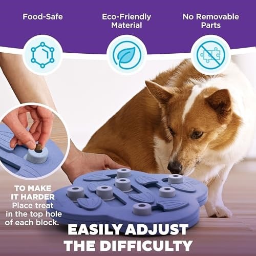Outward Hound Nina Ottosson by Dog Hide N Slide Purple Interactive Treat Puzzle Dog Toy - Seçenekler: Seviye 2 (Orta Seviye), Seviye 4 (Uzman), Ekstra parçalar...