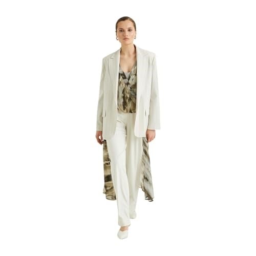 Oversize Blazer Ceket Tek Düğmeli Kapaklı Cepli