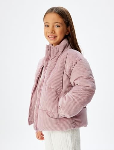 Oversize Bomber Ceket Kadife Dokulu Cep Detaylı Dik Yaka - Seçenekler: 7-8 Yıl, 9-10 Yıl, 11-12 Yıl, 14 Yıl
