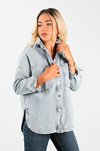 Oversize Kadın Jean Ceket Effect
