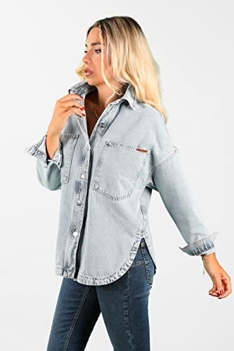 Oversize Kadın Jean Ceket Effect