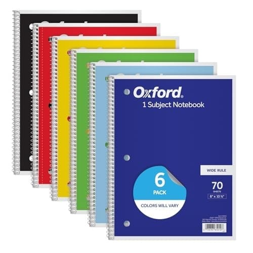 Oxford Spiral Defter - 6lı Set, Geniş Çizgili