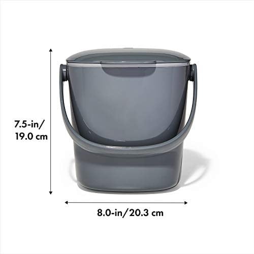 OXO - Good Grips Kompost Kovası, Gri - Mutfak için Koku Geçirmez Çöp Kutusu - 2,8 l