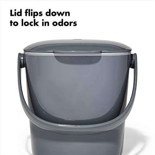 OXO - Good Grips Kompost Kovası, Gri - Mutfak için Koku Geçirmez Çöp Kutusu - 2,8 l