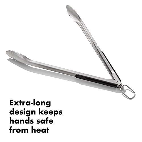 OXO Good Grips Paslanmaz Çelik Uzun Barbekü Maşası, Dahili Şişe Açacaklı 47,5 cm - Sosis, Sebze ve Daha Fazlası İçin - Seçenekler: Maşa, Izgara Fırçası, Spatula, Dijital termometre