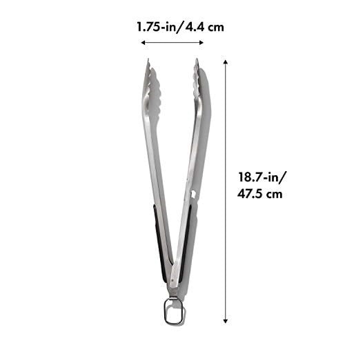 OXO Good Grips Paslanmaz Çelik Uzun Barbekü Maşası, Dahili Şişe Açacaklı 47,5 cm - Sosis, Sebze ve Daha Fazlası İçin - Seçenekler: Maşa, Izgara Fırçası, Spatula, Dijital termometre