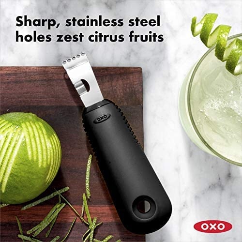 OXO - Good Grips Soyma Bıçaklı Limon Rendesi ve Limon Kabuğu Soyma Aleti, Siyah