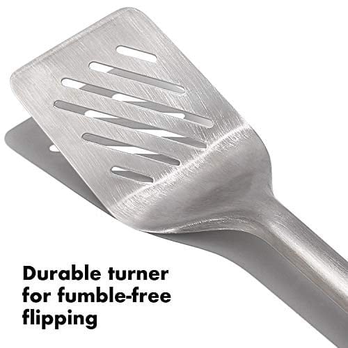 OXO Good Grips Spatula ve Maşa Seti - Bulaşık Makinesinde Yıkanabilir Barbekü Maşası Seti Paslanmaz Çelik Et Spatulalı - 41 cm ve 47,5 cm
