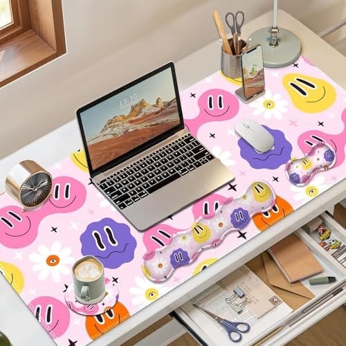 Oyun Mouse Pad Bilek Desteği: 4ü 1 Arada Fare Altlığı Seti, Bilek ve Klavye Dayanımlı Fare Altlığı Seti, Bilgisayar Masası Mat, Bellek Köpüklü Kaymaz Masa Pedi Koruyucu Ev Ofis için Kolay Yazma Ağrı